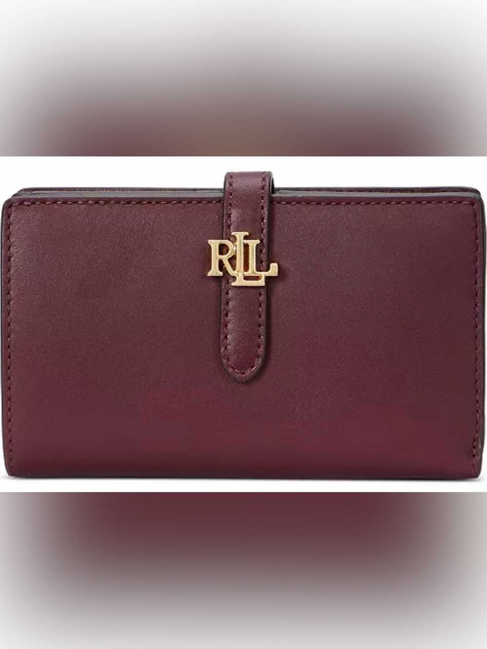 Polo by Ralph Lauren Burgundy Leather Wallet with Gold RLL Logo